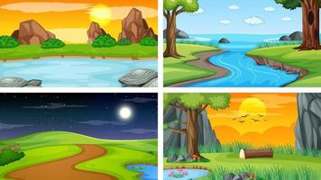 Four different scene of nature park and forest vector