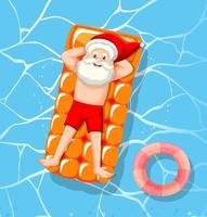 santa claus relajarse en la piscina tema de verano vector