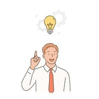 A business man is coming up with an idea. hand drawn style vector design illustrations.