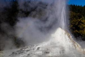 Lady Knox Geyser getting ready to explode and then exploding, Rotarua, New Zealand