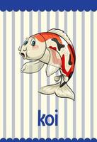 flashcard de vocabulario con palabra koi vector