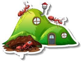 A sticker template with Fantasy ant nest isolated vector