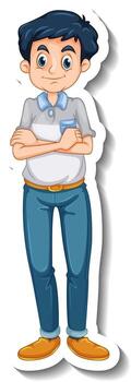 una plantilla de pegatina con un hombre en pose de pie vector