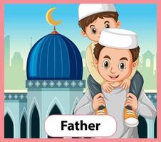 Educational English word card of father vector