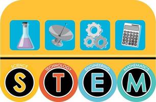 STEM education font banner with learning elements vector