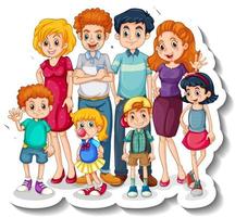 A sticker template with big family members cartoon character vector