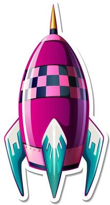 A sticker template with Rocket Ship Cartoon isolated