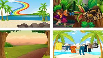 Four different nature horizontal scene vector