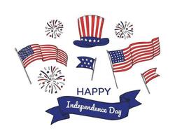 Happy USA Independende Day design elements. 4th of July. vector