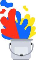 Paint bucket with Primary color art vector design.Color spread in paint bucket.Paint bucket icon design
