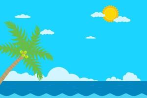 Sea and sky background summer.Tropical scene with ocean.Coconut tree and seascape. vector