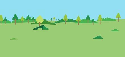 nature landscape with blue sky.Meadow view with forest.Green Field nature scene vector