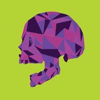 Abstract colorful skull polygon art vector illustration design on green.Head bone purple design symbol