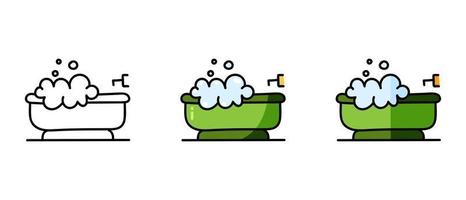 Outline and color bath symbols vector