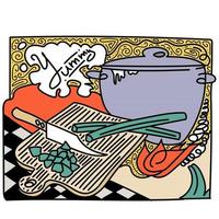 This is an illustration of cooking in retro-modern style vector