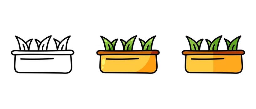 Outline and color symbols sprouts in the container vector