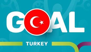 Bandera de Turquía y eslogan en el fondo del fútbol europeo 2020. Ilustración de vector de tournamet de fútbol