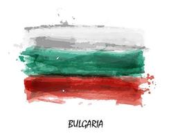 Realistic watercolor painting flag of Bulgaria . Vector .
