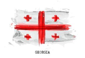 Realistic watercolor painting flag of Georgia . Vector .