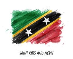 Realistic watercolor painting flag of Saint kitts and nevis . Vector .