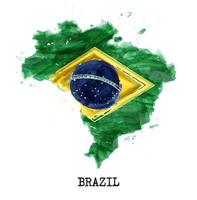 Brazil flag watercolor painting design . Country map shape . Independence day concept  7 September 1822  . Vector .