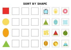 Sort by shape. Educational game for learning basic shapes. vector