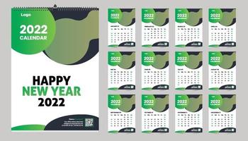 Monthly wall calendar template design for 2022 year. Week Starts on Sunday. Planner diary with Place for Photo. vector