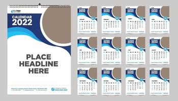 Free monthly wall calendar template design for 2022, 2023, 2024, 2025, 2026, 2026 year. Week starts on Sunday. Planner diary with Place for photo. vector