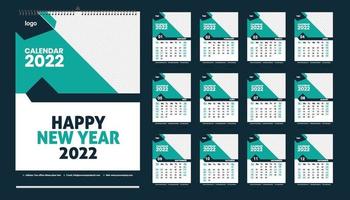 Diseño de plantilla de calendario de pared mensual para el año 2022. la semana comienza el domingo. diario del planificador con lugar para la foto. vector