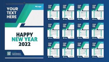 Diseño de plantilla de calendario de pared mensual para el año 2022. la semana comienza el domingo. diario del planificador con lugar para la foto. vector