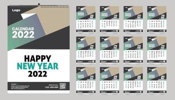 Monthly wall calendar template design for 2022 year. Week Starts on Sunday. Planner diary with Place for Photo. vector