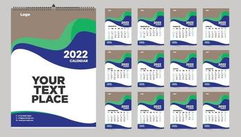 Diseño de plantilla de calendario de pared mensual gratuito para el año 2022, 2023, 2024, 2025, 2026, 2026. la semana comienza el domingo. diario del planificador con lugar para la foto. vector