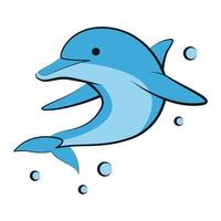 flat color vector illustration of a blue dolphin