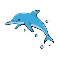 flat color vector illustration of a blue dolphin