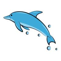 flat color vector illustration of a blue dolphin