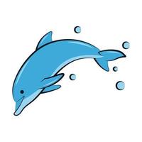 flat color vector illustration of a blue dolphin