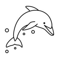 Line art vector illustration of a dolphin