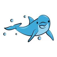 flat color vector illustration of a blue dolphin