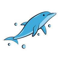 flat color vector illustration of a blue dolphin