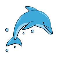 flat color vector illustration of a blue dolphin