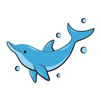 flat color vector illustration of a blue dolphin