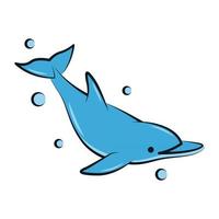 flat color vector illustration of a blue dolphin