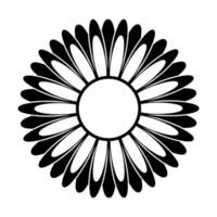 Black and white silhouette of a flower in an abstract style vector