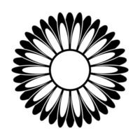 Black and white silhouette of a flower in an abstract style vector