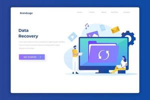 Data recovery illustration design concept landing page vector