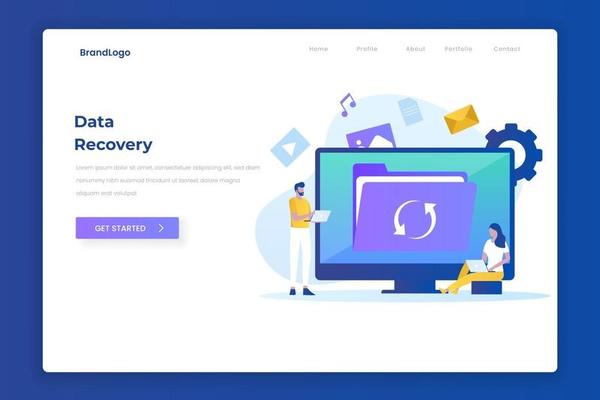 Data recovery illustration design concept landing page