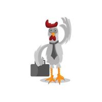 Rooster Chicken illustration Businessman Success Template Design vector