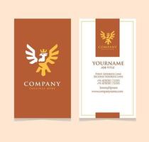 eeagle with crown logo and business card design vector