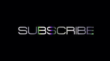 SUBSCRIBE glitch text effect silver shine light loop video