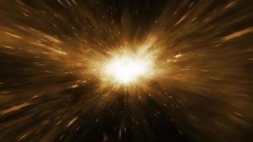 Loop space flight through gold starburst wormhole tunnel video